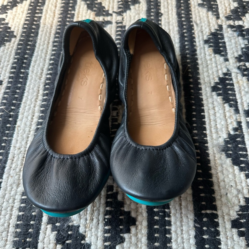 Tieks Black and Blue Ballet Flats with Elastic Edges